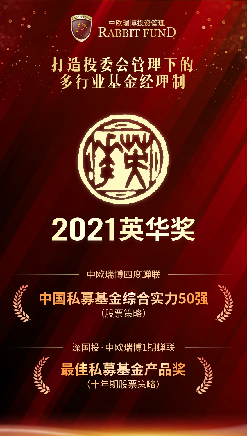 瑞博榮譽|中歐瑞博兩度榮膺十年期“英華獎”、四度蟬聯(lián)私募基金50強！